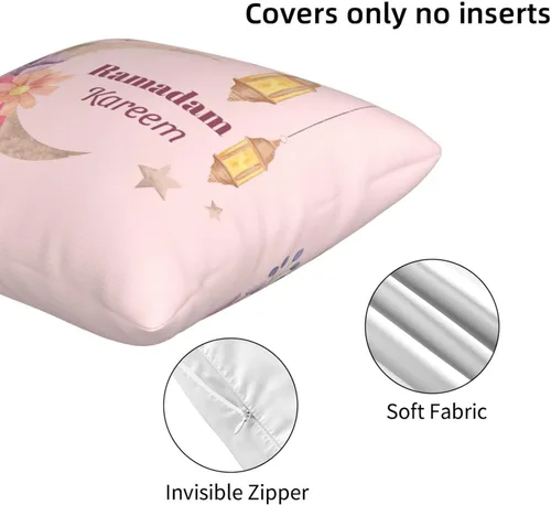 Vista 6 de Ramadan Kareem - Juego de 2 fundas de almohada de 18 x 18 pulgadas para decoración de fiesta de Eid Mubuark para almohadas de sofá