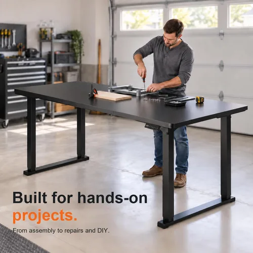 Vista 2 de 63" Dual-Motor Electric Height Adjustable Workbench Negro