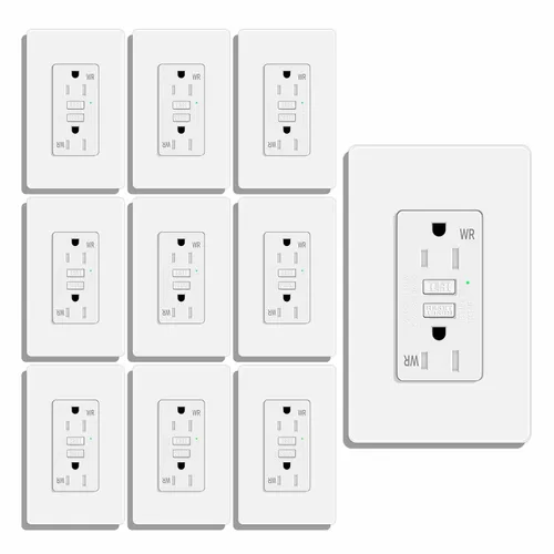 Vista 30 de 15 Amp GFCI Outlet with USB C Ports & USB-A, 1PCS 24W Self-Testing GFCI USB Combo with LED Indicator, Tamper Resistant for Kitchen & Bathroom