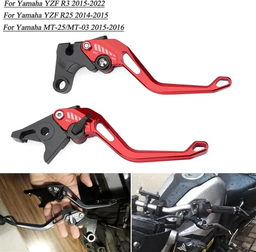 Vista 5 de Palancas de freno de embrague de motocicleta para Yamaha YZF-R25 MT-25 MT-03 2015 2022 YZFR3 YZFR25 MT25 MT03 Manijas de control delanteras