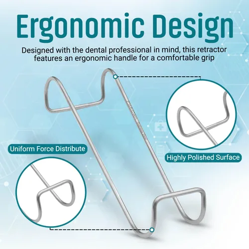Vista 3 de Dental Columbia - Juego de 2 retractores de mejillas, acero inoxidable quirúrgico de alta calidad, diseño ergonómico para una comodidad óptima