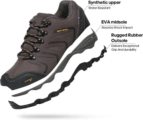 Vista 5 de NORTIV 8 Zapatos de senderismo impermeables de caña baja para hombre Senderos de trekking Zapatos de trabajo al aire libre