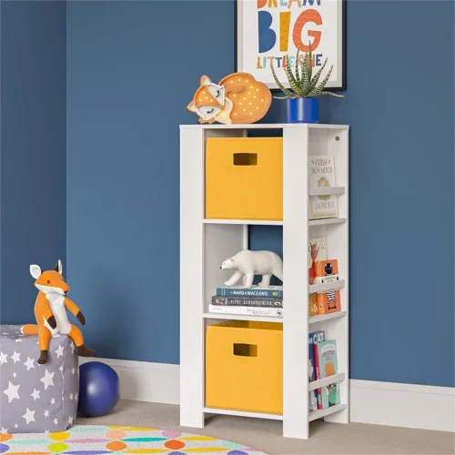 Vista 9 de RiverRidge Book-Nook Tower - Estantería infantil y organizador de almacenamiento de juguetes con 3 cubos y 6 estantes para libros, organizador