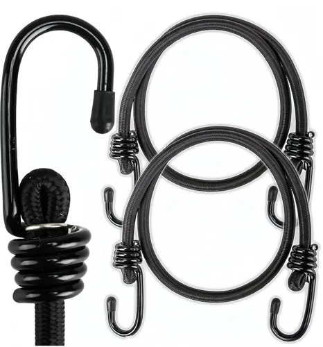 Vista 8 de Lanlord Cuerdas elásticas de látex negro resistentes para exteriores de 20 pulgadas con correas elásticas de gancho, 4 unidades de 20 pulgadas