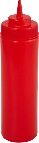 Vista 6 de Winco Juego de botellas exprimibles de 6 piezas, 8 onzas, color rojo, mediano