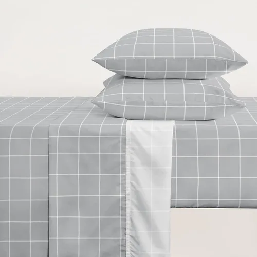 Vista 3 de Wake In Cloud - Sábanas geométricas, juego de sábanas de 4 piezas, juego de sábanas de cuadros a cuadros a cuadros a cuadros, ropa de cama estética