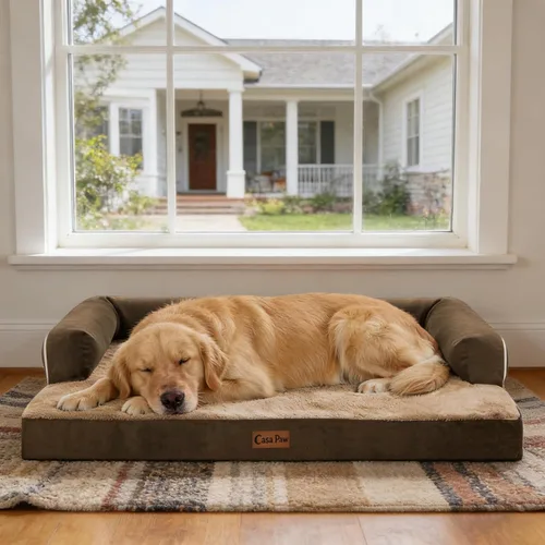 Vista 11 de Cama ortopédica para perros extragrandes, cama de espuma XL con forma de caja de huevos impermeable con lados 45x35 pulgadas, cama de sofá