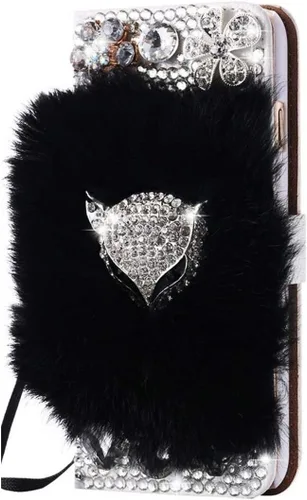 Vista 20 de Bling - Funda tipo cartera para teléfono compatible con Samsung Galaxy Z Fold 3 5G, elegante, diseño de zorro de lujo hecho a mano en 3D, funda