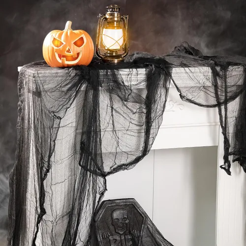 Vista 5 de 197" x 85" Tela espeluznante de Halloween - Tela de gasa espeluznante para Halloween - Tela de gasa sangrienta espeluznante para fiesta de Halloween