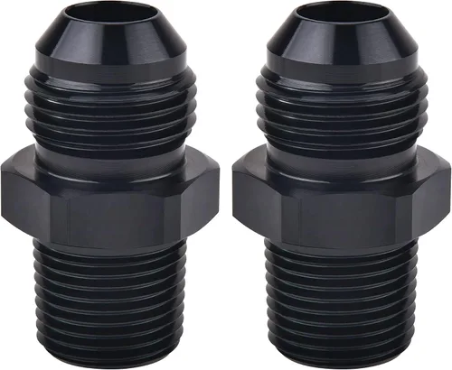 Vista 36 de EVIL ENERGY 3AN macho acampanado a 1/4" NPT tubo adaptador de ajuste de 90 grados aluminio negro 2 piezas