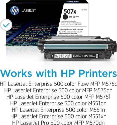 Vista 2 de HP 507X (CE400X) cartucho de tóner negro, de alto rendimiento, original LaserJet.