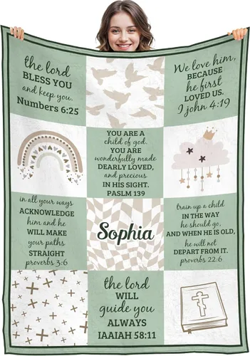 Vista 9 de Artsadd Regalos cristianos para niña, mantas personalizadas con nombre – Am a Child of God – Manta personalizada inspiradora para cumpleaños