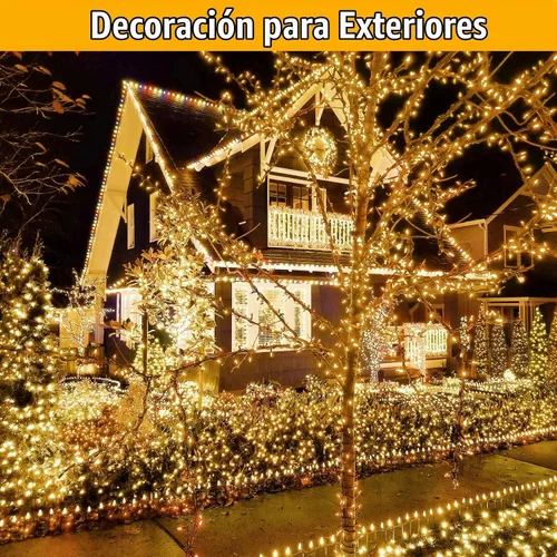 Vista 5 de Nisocy - Cadena de luces LED impermeable de 33 pies para exteriores, luces de hadas blancas cálidas con enchufe, luces de Navidad enchufables