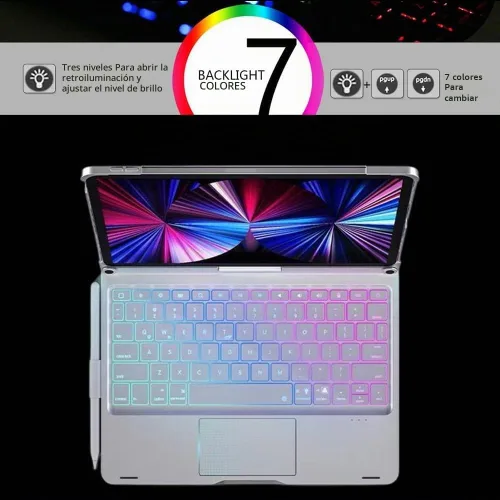 Vista 3 de Funda de teclado giratoria para iPad Pro de 11 pulgadas (M5/M4) con panel Negro