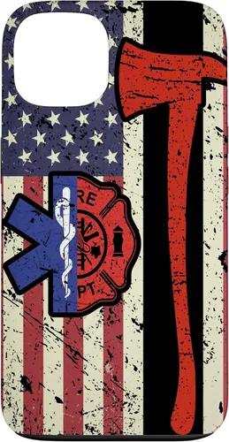 Vista 7 de Funda para iPhone 16 EMT Firefighter American Flag Patriot Paramedic Firefighter