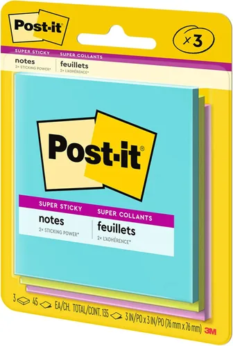 Vista 10 de Post-it Notas súper adhesivas, 3 x 3 pulgadas, 3 blocs, 2 veces el poder de adherencia, neones de supernova, colores brillantes, reciclables