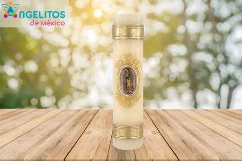 Vista 4 de Enmarcada Vela de Oración Nuestra Señora de Guadalupe Cirio de La Virgen de Guadalupe de Cuerpo Completo