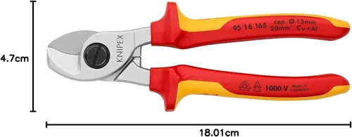 Vista 6 de Knipex Tijeras de cable 95 16 165 6,5" VDE probado