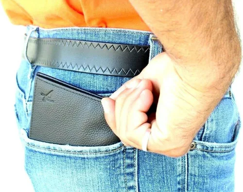 Vista 7 de Billetera delgada con bloqueo RFID para hombre, tarjetero para hombre, cartera delgada con bolsillo frontal para hombre, tarjetero para tarjetas