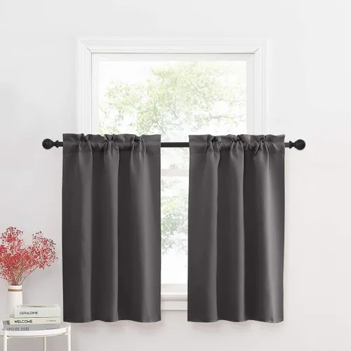 Vista 44 de NICETOWN Cortinas Opacas Cortas - Tratamiento de Ventana con Aislamiento Térmico, Niveles de Cortina Pequeños para Sala de Estar/Cocina, 2 Paneles