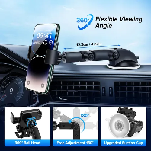 Vista 6 de Soporte de teléfono para tu automóvil, soporte universal ajustable para teléfono celular para todos los teléfonos inteligentes y modelos