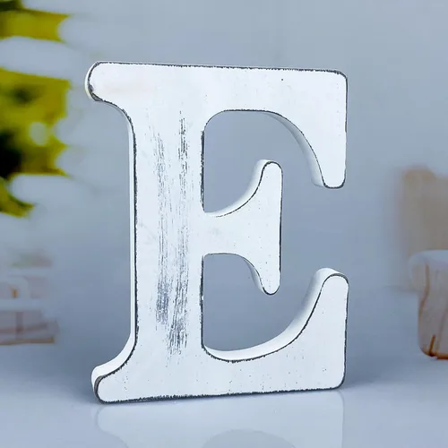 Vista 13 de Letras rústicas de madera blanca de 6 pulgadas, letras de madera sin terminar para decoración de pared, letras blancas retro de pie, decoración