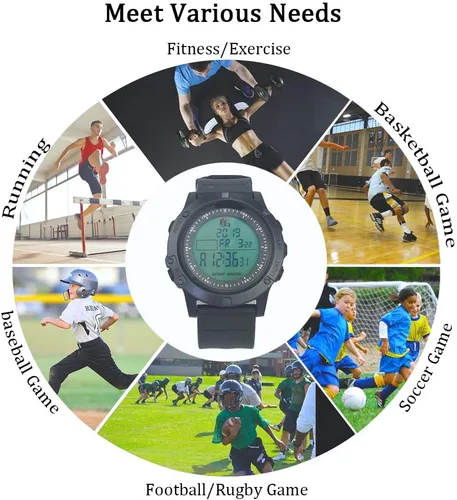 Vista 7 de Reloj de árbitro de fútbol profesional, cronómetro de memoria de 100 vueltas con temporizador de cuenta regresiva y modo silencioso, pantalla
