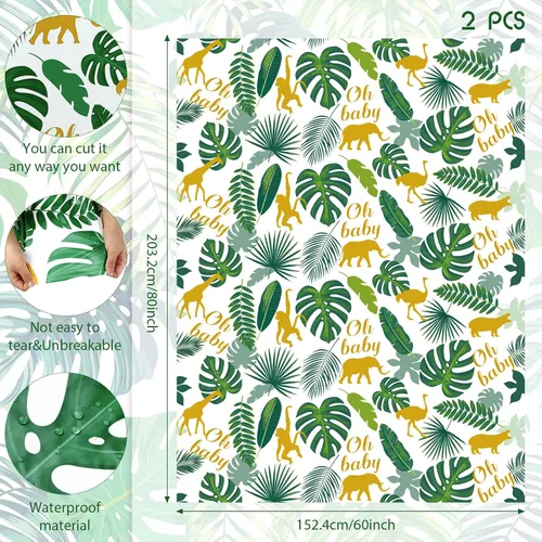 Vista 2 de Teling 2 bolsas de regalo extra grandes de 80 x 60 pulgadas para baby shower, selva, safari, animales, bolsas de regalo de plástico para regalos