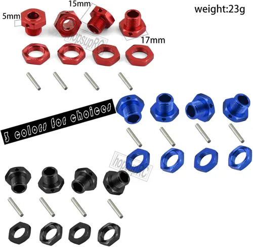 Vista 6 de Pieza de mejoras para 1/8 Typhon 4x4 3S BLX 1/10 Big Rock v3, tuerca de rueda de aluminio y rueda hexagonal y estrías llave de rueda Hops Up, azul