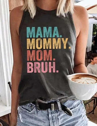 Vista 2 de Camisetas sin mangas para mamá, mamá, mamá, bruh, divertidas, con estampado de mamá
