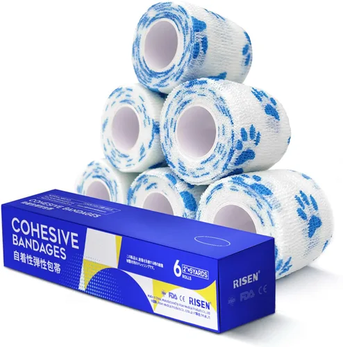 Vista 20 de RISEN Vendaje Cohesivo 2" x 5 Yardas, 6 Rollos, Vendaje Autoadherente Cinta Médica, Gasa de Primeros Auxilios Adhesiva Flexible Transpirable Ideal