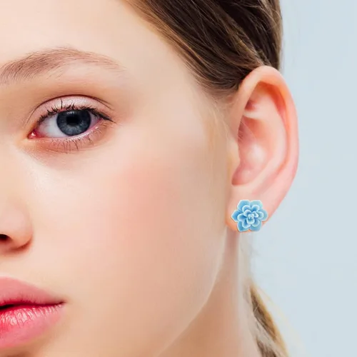 Vista 12 de Handmade Succulent Earrings 13mm Hypoallergenic 925 Sterling Silver Post Soft Ceramic Resin Stud Earrings for Women Sensitive Ears