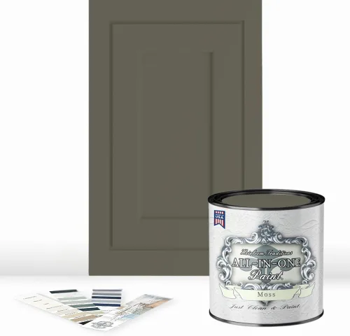 Vista 54 de Pintura TODO EN UNO, Abbey (gris cálido), Muestra de 8oz - Pintura duradera para gabinetes y muebles. Imprimación y capa superior incorporadas,
