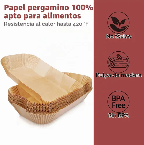 Vista 4 de 100 forros para freidora de aire para Ninja, 8.6 x 5.5 pulgadas, papel desechable para freidora de aire de doble canasta, forros de papel pergamino