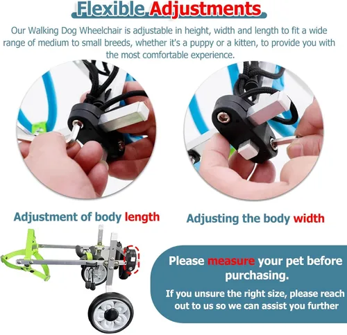 Vista 4 de Carrito ajustable para perros/silla de ruedas para patas traseras, sillas de ruedas para mascotas/perros con patas traseras discapacitadas, andador