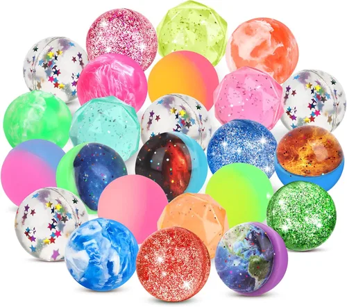 Vista 16 de 24 piezas de pelotas de goma rebotadoras de béisbol para niños, pelotas de goma de 32 mm para deportes de rebote a granel para recuerdos de fiesta