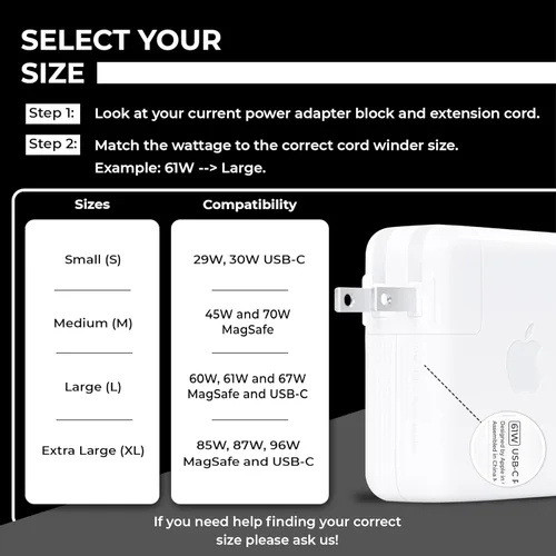 Vista 2 de HumanCentric Organizador de cables para cargador de MacBook, carrete de cable para cargadores de MacBook, estuche de carga de viaje para Mac