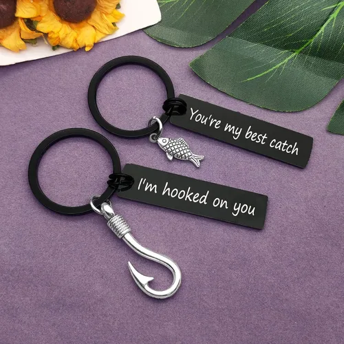 Vista 3 de Vadaka Joyería para el día de San Valentín, joyería para parejas, regalo para amantes de la pesca, regalos para parejas, para él, ella, llavero
