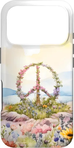 Vista 30 de Floral Peace Sign Watercolor Case for iPhone 17