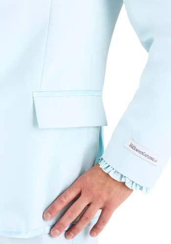 Vista 7 de Disfraz de esmoquin azul para adultos, esmoquin azul polvo para hombres, camisa, pantalones, chaqueta, disfraz de Halloween, Azul