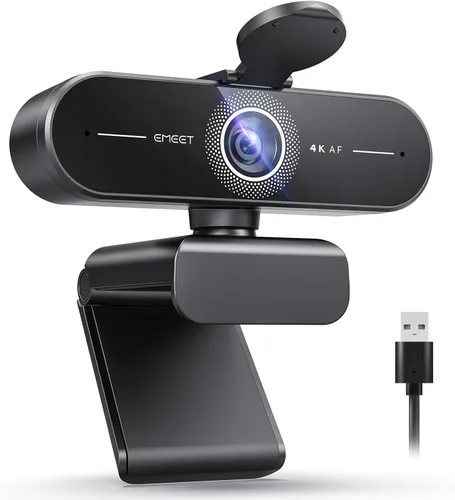Vista 11 de EMEET C60E Cámara web de 4K de doble cámara para transmisión, cámaras de gran angular y telefoto, zoom híbrido máximo de 11X