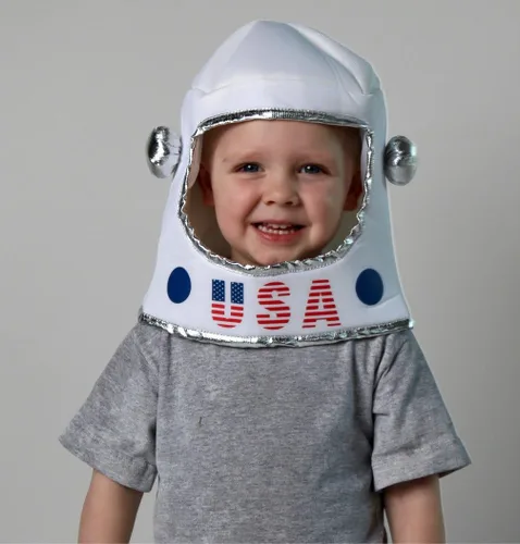 Vista 3 de Casco de astronauta de juguete blanco de tela suave para niños