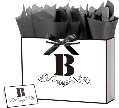 Vista 21 de ysmile Bolsa de regalo de letras con papel de envoltura para hombres, mujeres, niños y niñas, bolsa de papel grande de 16 pulgadas, color blanco