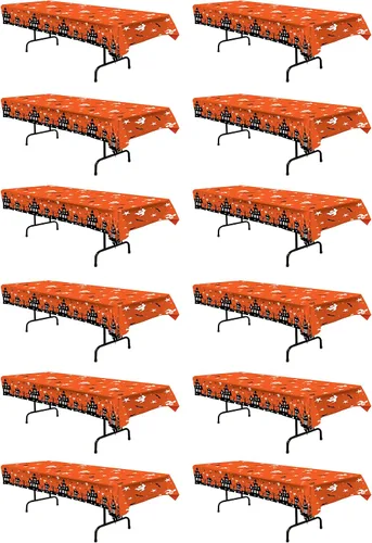 Vista 7 de Beistle Mantel de casa embrujada, 54 x 108 pulgadas, 2 piezas, mantel de plástico, mantel rectangular, mantel de Halloween, mantel de vacaciones