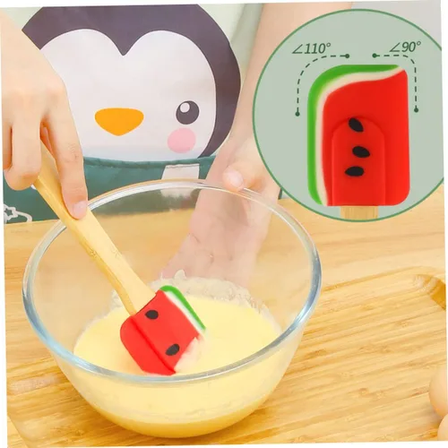 Vista 3 de Espátula de silicona con diseño de sandía, mango ergonómico para remover tartas, para un uso seguro y cómodo para hacer postres y más