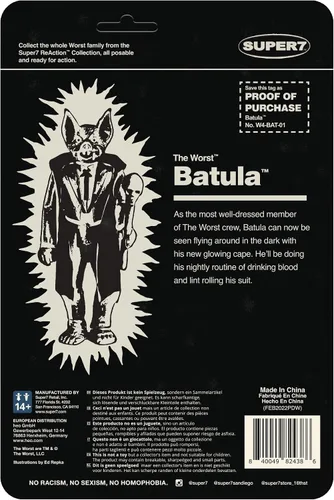 Vista 3 de Super7 The Worst Batula (Monster Glow) - 3.75" The Worst Figuras de Acción Coleccionables y Juguetes Retro