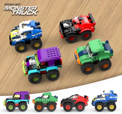 Vista 7 de Juego de 4 bloques de construcción de micro ladrillos de Monster Truck