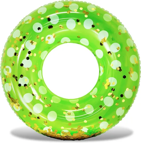 Vista 17 de POZA Flotador de Tubo Inflable para Piscina – Anillo de natación de confeti brillante, Tubo Inflable de Servicio Pesado Resistente a los Rayos UV