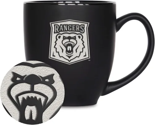 Vista 288 de Rico Industries - Taza de cerámica mate negra con grabado láser estándar de 15oz para NCAA (escuelas T & U) - Para bebidas calientes o frías