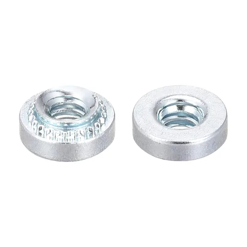 Vista 4 de uxcell Tuercas autoadhesivas, acero al carbono #4-40 x 0.1 pulgadas con tuerca de remache galvanizado de cabeza redonda, acero de cabeza redonda